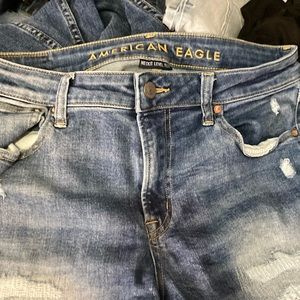 American eagle NE(X)T Level Flex ripped patched jeans